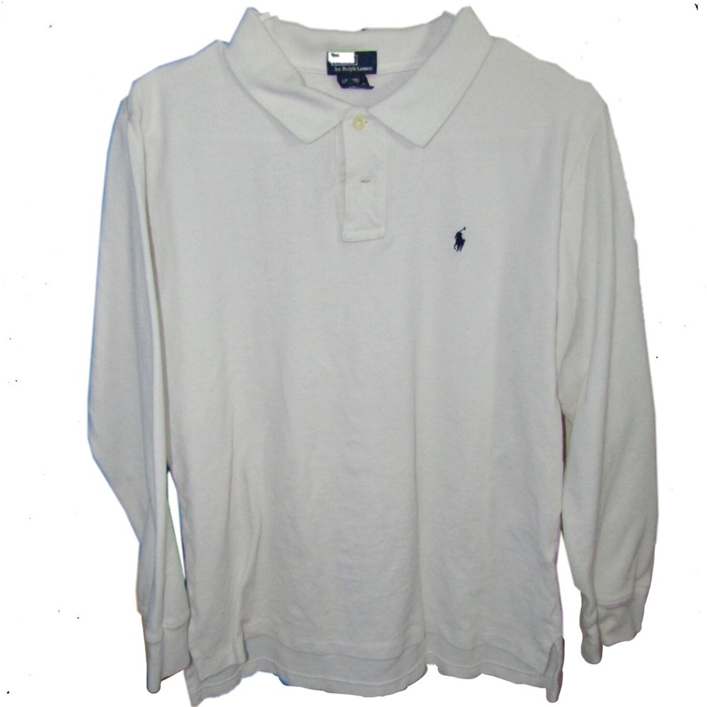 Boys Polo long sleeve Large 16/18 white